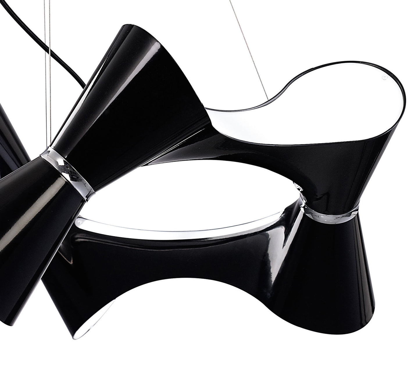 Ora Pendant 8 Twisted Round Light E27, Gloss Black/White Acrylic/Polished Chrome, CFL Lamps INCLUDED by Mantra