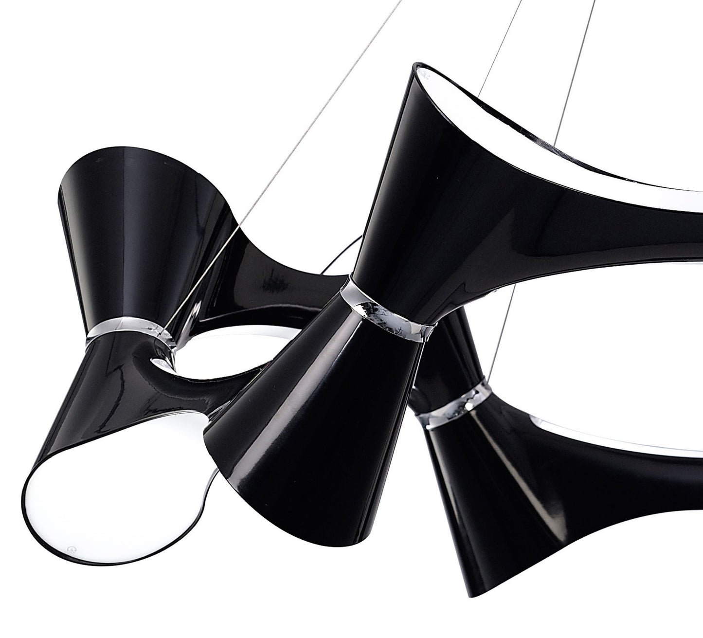 Ora Pendant 12 Twisted Round Light E27, Gloss Black/White Acrylic/Polished Chrome, CFL Lamps INCLUDED by Mantra