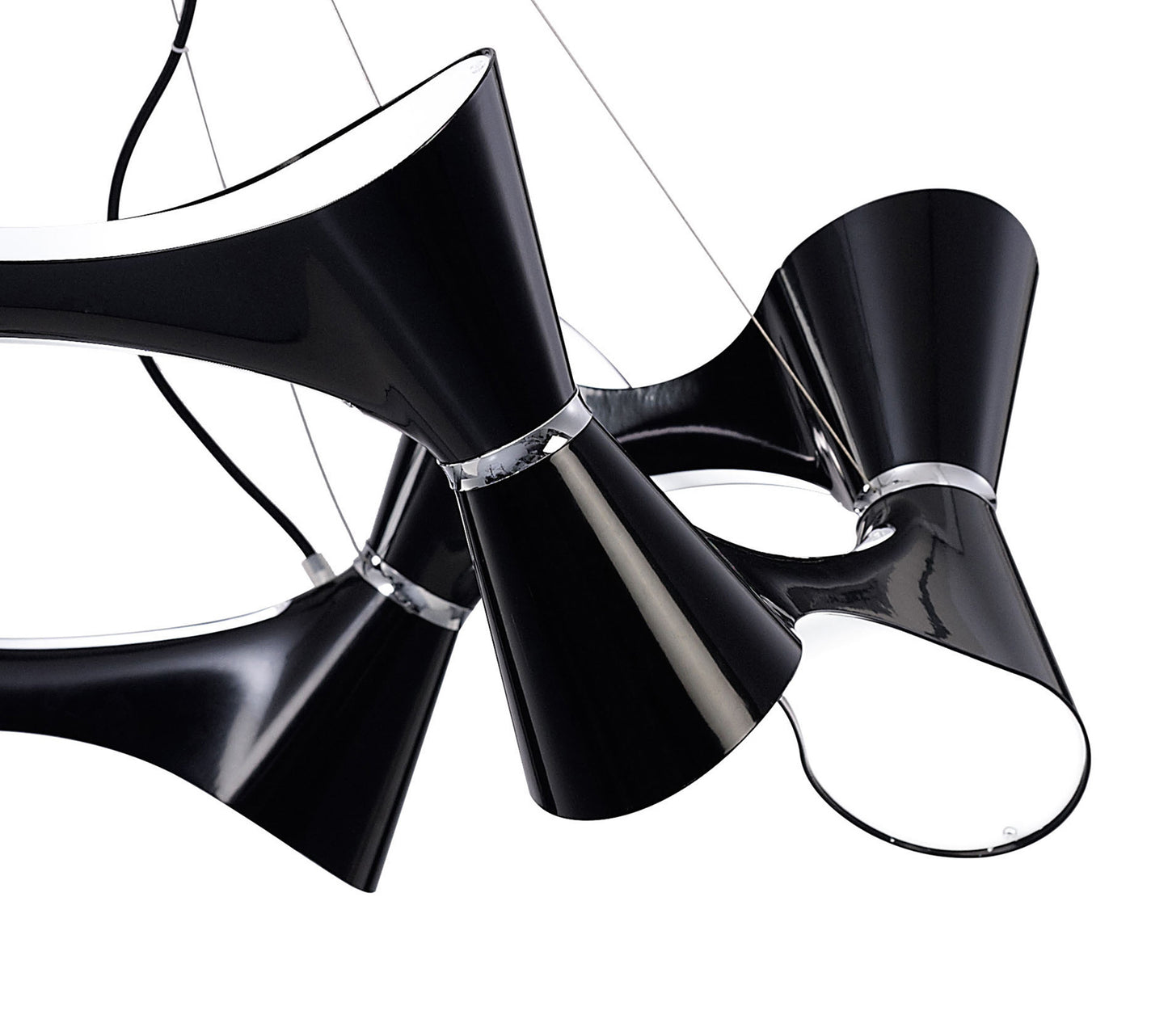 Ora Pendant 12 Twisted Round Light E27, Gloss Black/White Acrylic/Polished Chrome, CFL Lamps INCLUDED by Mantra