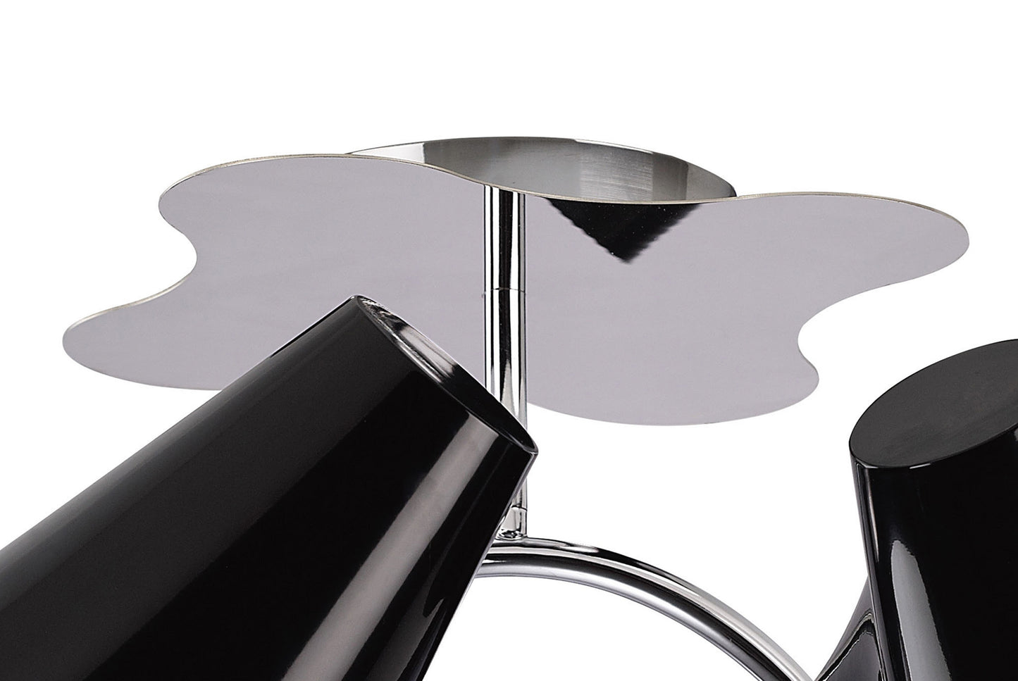 Ora Ceiling 2 Arm 4 Light E27, Gloss Black/White Acrylic/Polished Chrome, CFL Lamps INCLUDED by Mantra