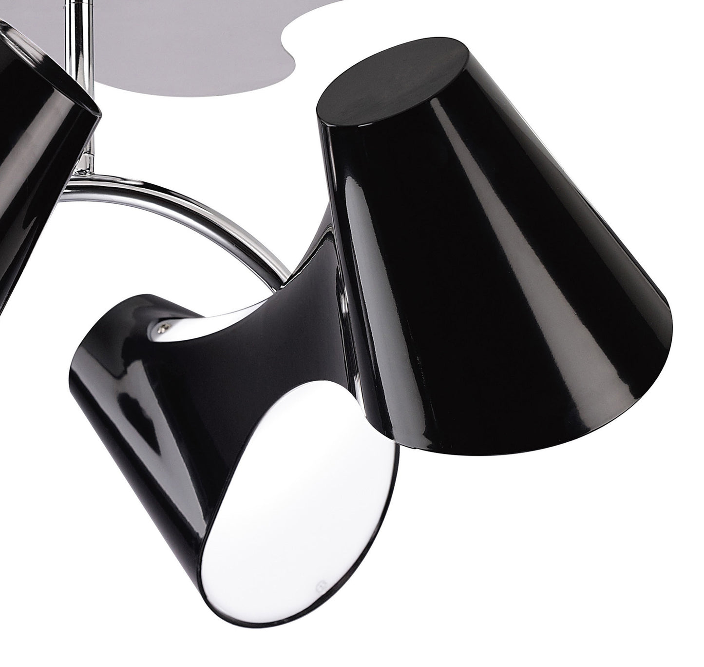 Ora Ceiling 2 Arm 4 Light E27, Gloss Black/White Acrylic/Polished Chrome, CFL Lamps INCLUDED by Mantra