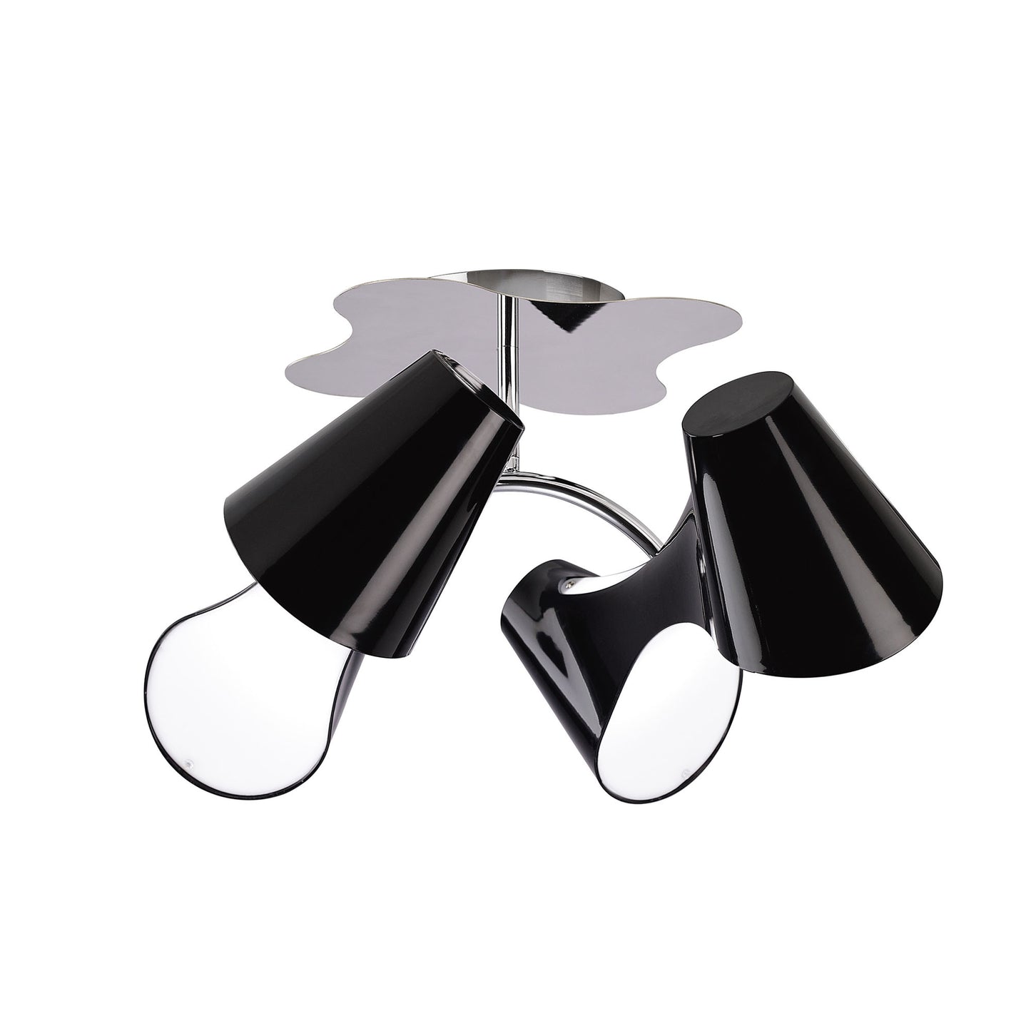 Ora Ceiling 2 Arm 4 Light E27, Gloss Black/White Acrylic/Polished Chrome, CFL Lamps INCLUDED by Mantra