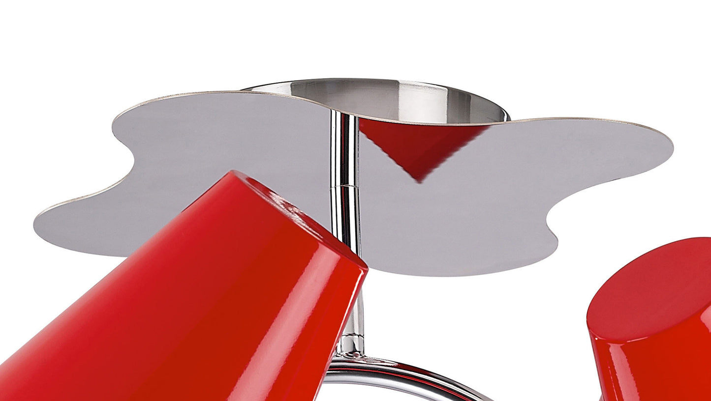 Ora Ceiling 2 Arm 4 Light E27, Gloss Red/White Acrylic/Polished Chrome, CFL Lamps INCLUDED by Mantra