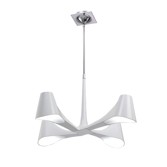 Ora Telescopic Convertible To Semi Flush 4 Light E27, Gloss White/White Acrylic/Polished Chrome, CFL Lamps INCLUDED by Mantra