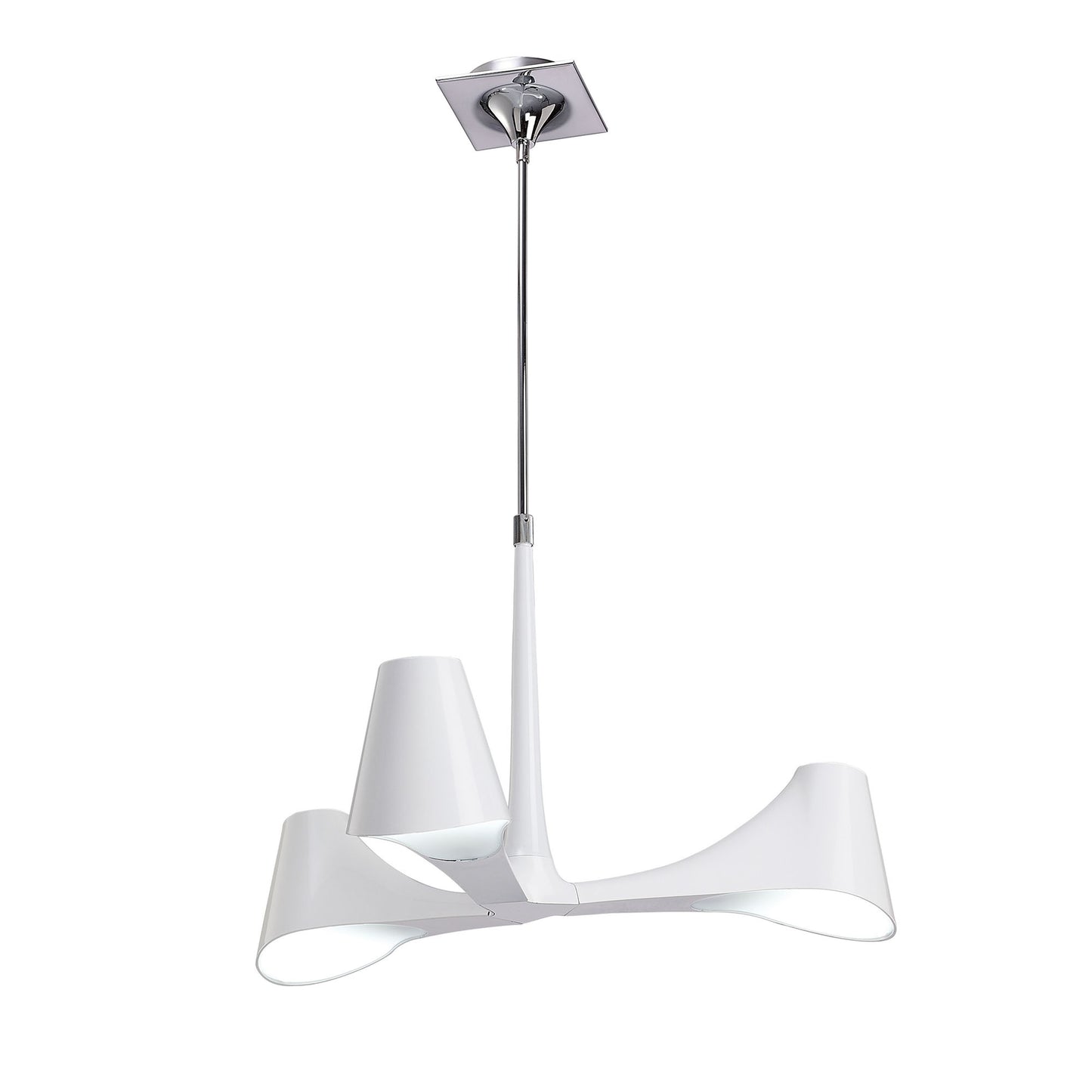 Ora Telescopic Convertible To Semi Flush 3 Light E27, Gloss White/White Acrylic/Polished Chrome, CFL Lamps INCLUDED by Mantra