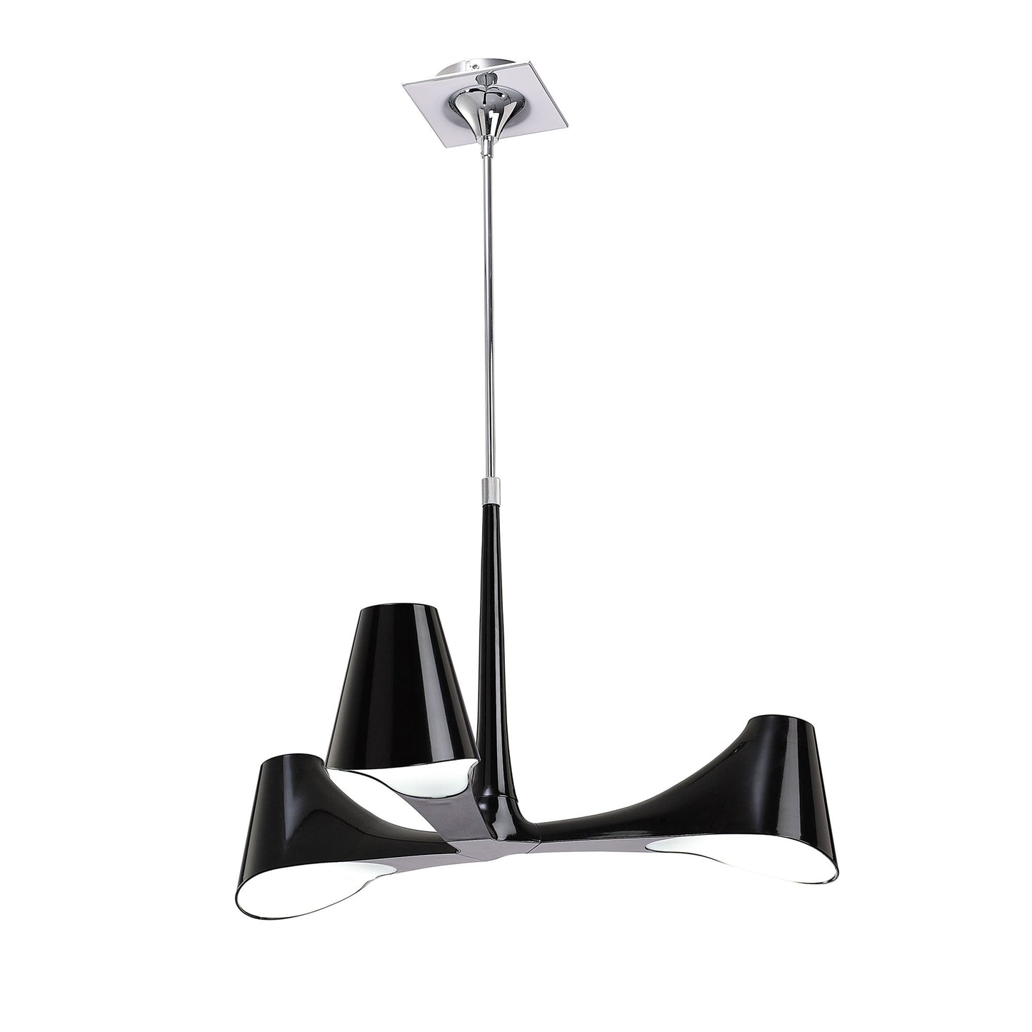 Ora Telescopic Convertible To Semi Flush 3 Light E27, Gloss Black/White Acrylic/Polished Chrome, CFL Lamps INCLUDED by Mantra