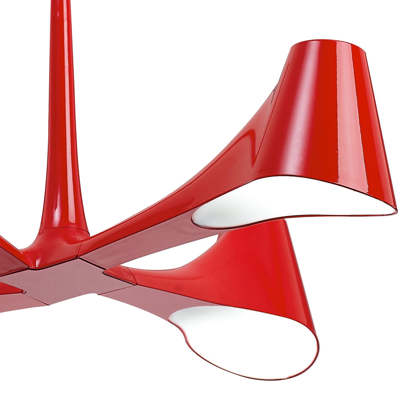 Ora Telescopic Convertible To Semi Flush 4 Light E27, Gloss Red/White Acrylic/Polished Chrome, CFL Lamps INCLUDED by Mantra