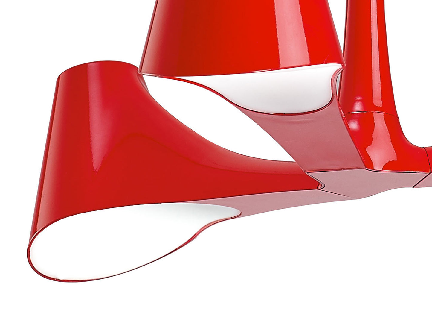 Ora Telescopic Convertible To Semi Flush 3 Light E27, Gloss Red/White Acrylic/Polished Chrome, CFL Lamps INCLUDED by Mantra