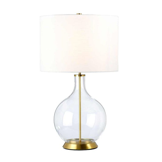 Orb 1 Light Table Lamp (Complete with White Shade) - Aged Brass with White Shade
