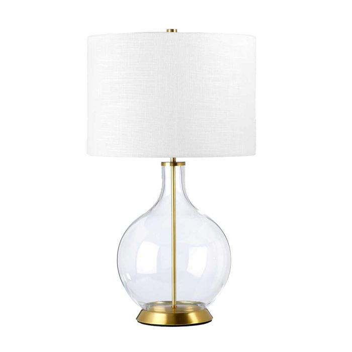 Orb 1 Light Table Lamp (Complete with White Shade) - Aged Brass with White Shade