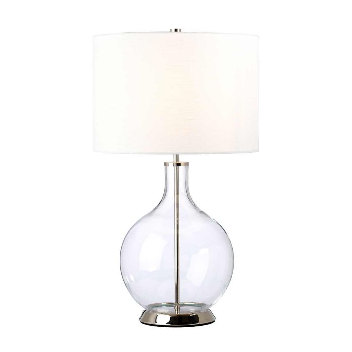 Orb 1 Light Table Lamp (Complete with White Shade) - Polished Nickel with White Shade