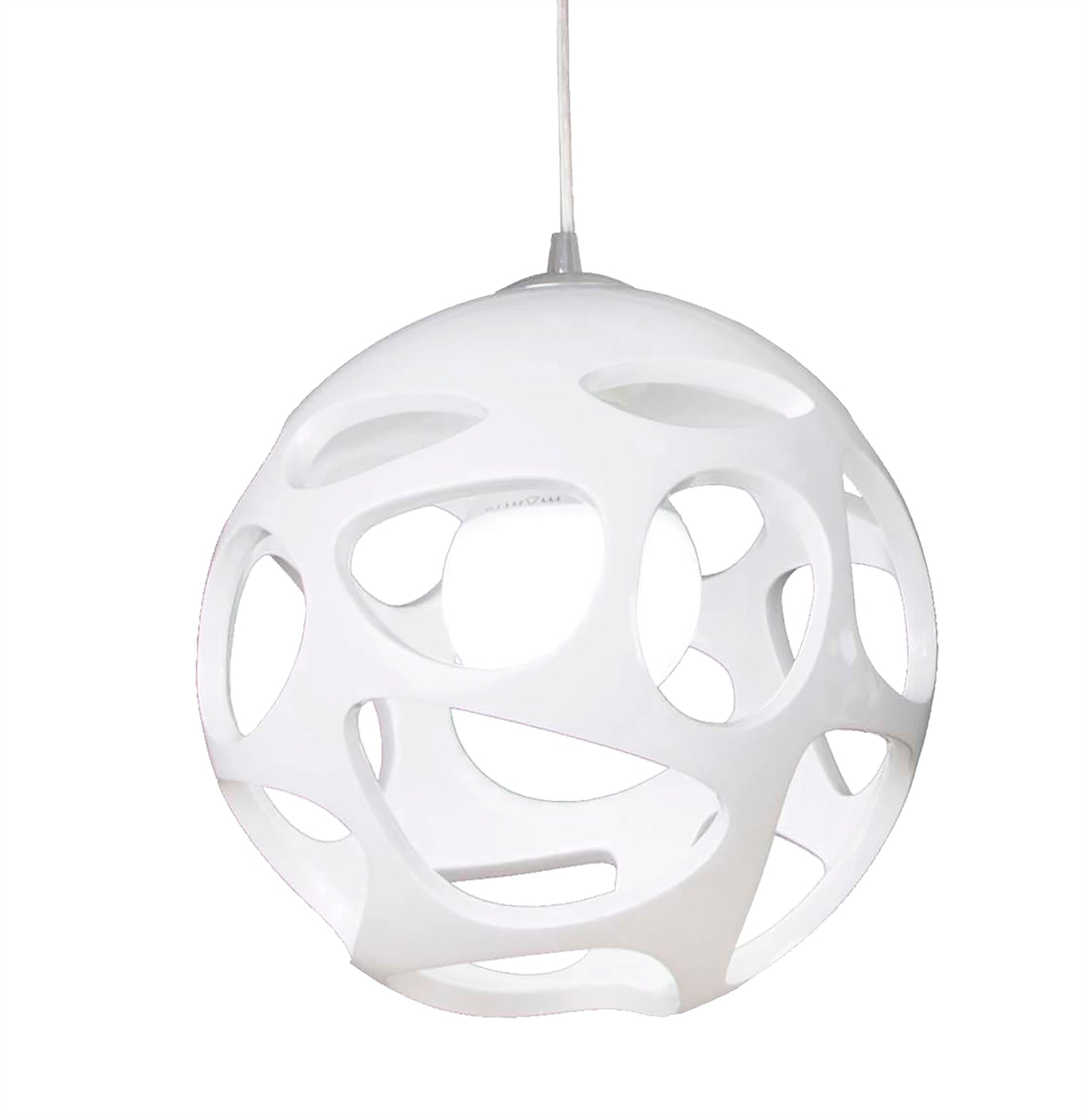 Organica Linear Pendant 3 Light E27 Line, Gloss White/Polished Chrome by Mantra