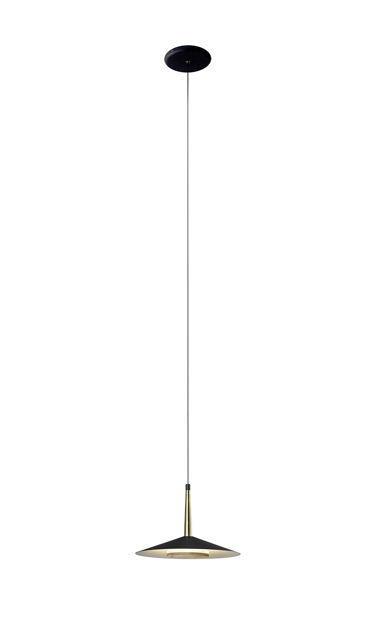 Orion 1 Light Pendant, 8W LED, 3000K, 590lm, Black/Antique Brass, 3yrs Warranty by Mantra