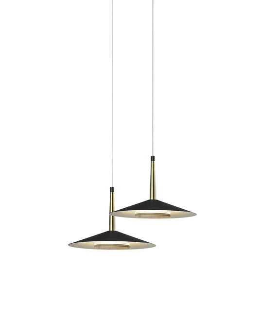 Orion 2 Light Linear Pendant , 16W LED, 3000K, 1180lm, Black,/Antique Brass, 3yrs Warranty by Mantra