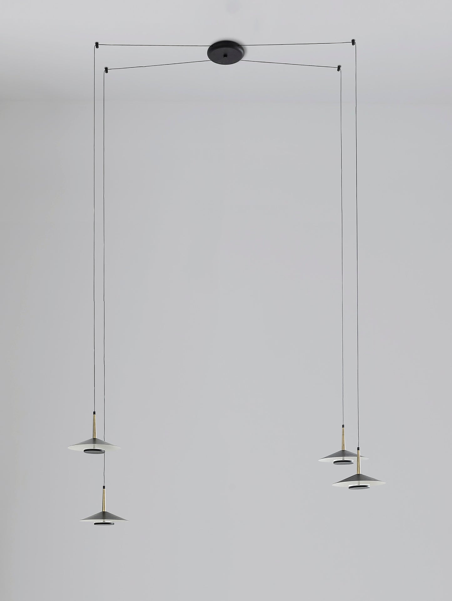 Orion 4 Light Linear Pendant , 32W LED, 3000K, 1770lm, Black,/Antique Brass, 3yrs Warranty by Mantra