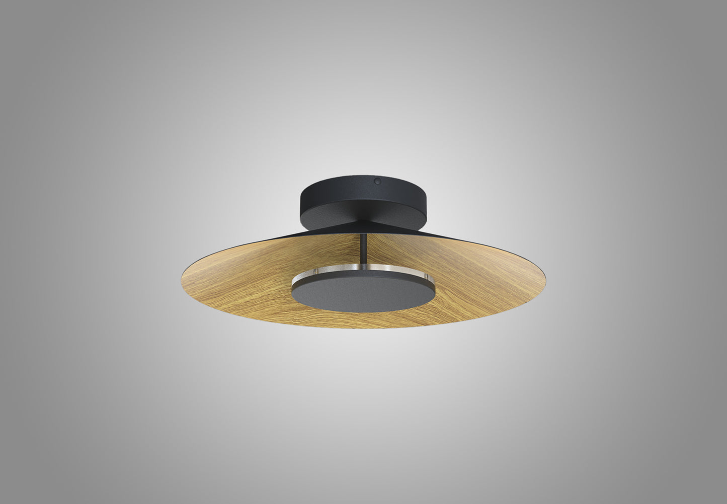 Orion Ceiling 25cm Round, 8W LED, 3000K, 560lm, Wood/Black, 3yrs Warranty by Mantra