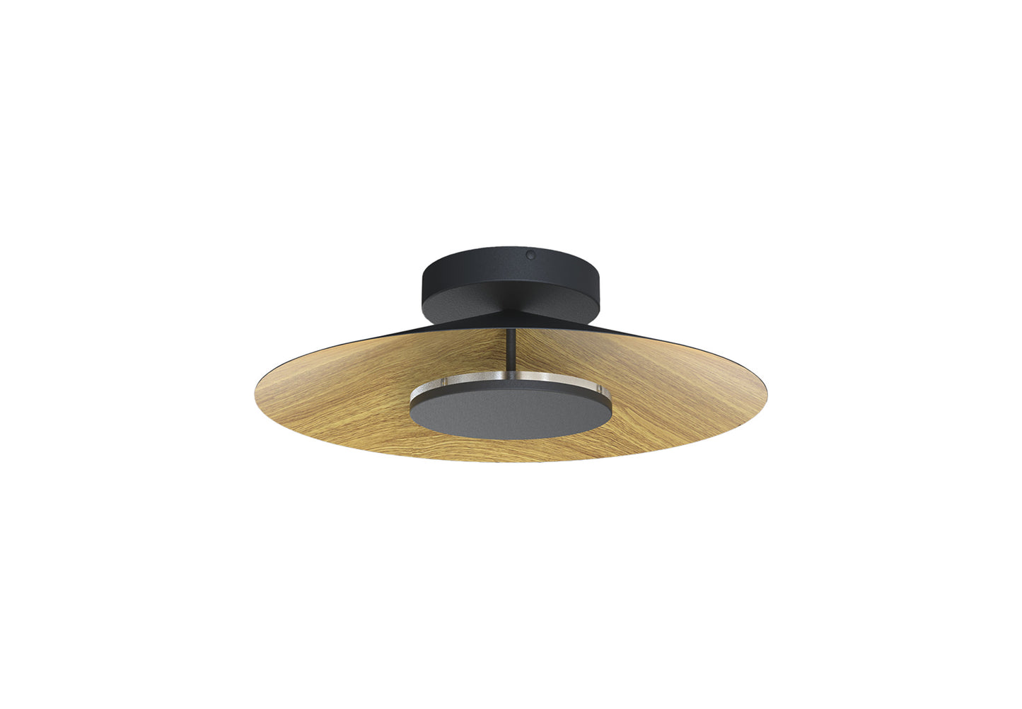 Orion Ceiling 25cm Round, 8W LED, 3000K, 560lm, Wood/Black, 3yrs Warranty by Mantra