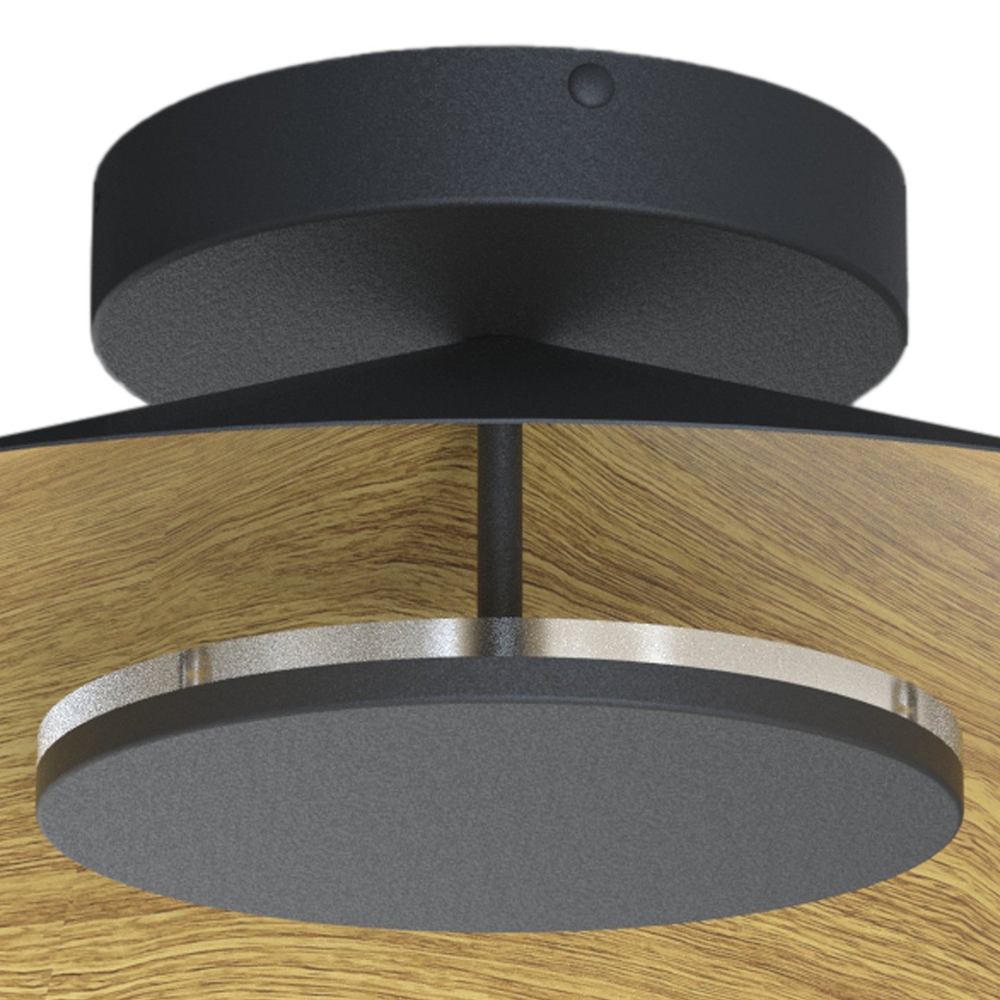 Orion Ceiling 25cm Round, 8W LED, 3000K, 560lm, Wood/Black, 3yrs Warranty by Mantra