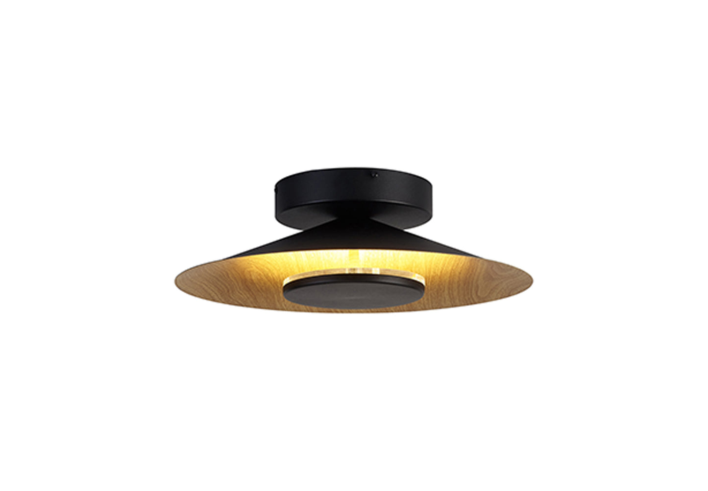 Orion Ceiling 25cm Round, 8W LED, 3000K, 560lm, Wood/Black, 3yrs Warranty by Mantra