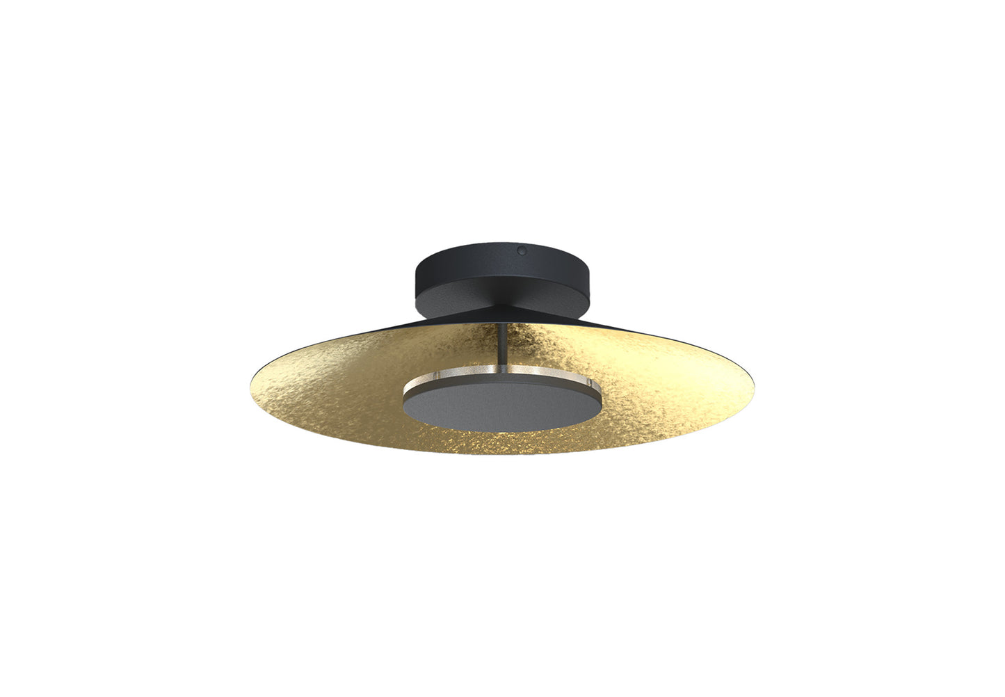 Orion Ceiling 25cm Round, 8W LED, 3000K, 560lm, Gold Leaf/Black, 3yrs Warranty by Mantra