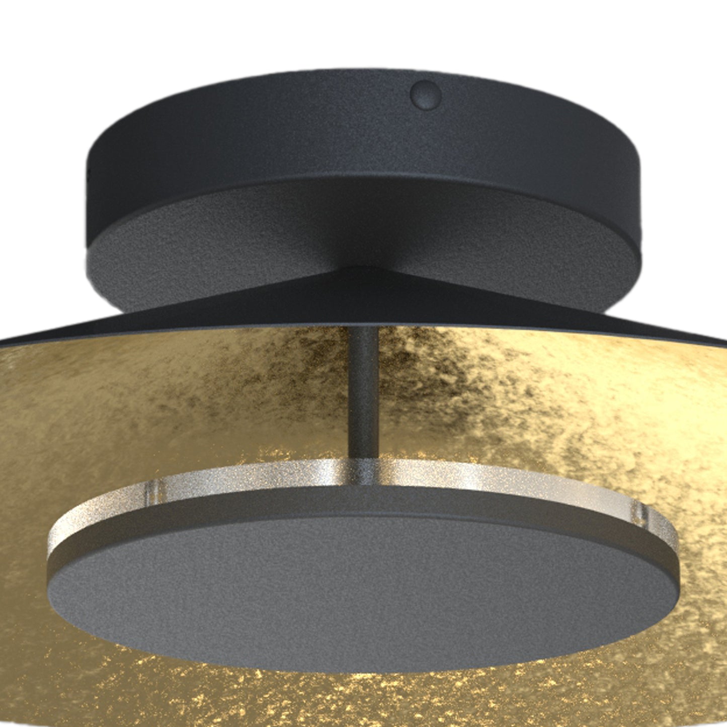 Orion Ceiling 25cm Round, 8W LED, 3000K, 560lm, Gold Leaf/Black, 3yrs Warranty by Mantra