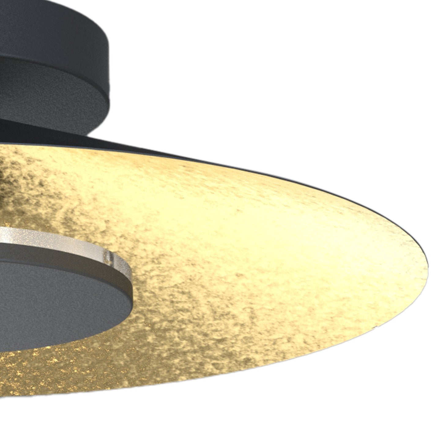 Orion Ceiling 25cm Round, 8W LED, 3000K, 560lm, Gold Leaf/Black, 3yrs Warranty by Mantra