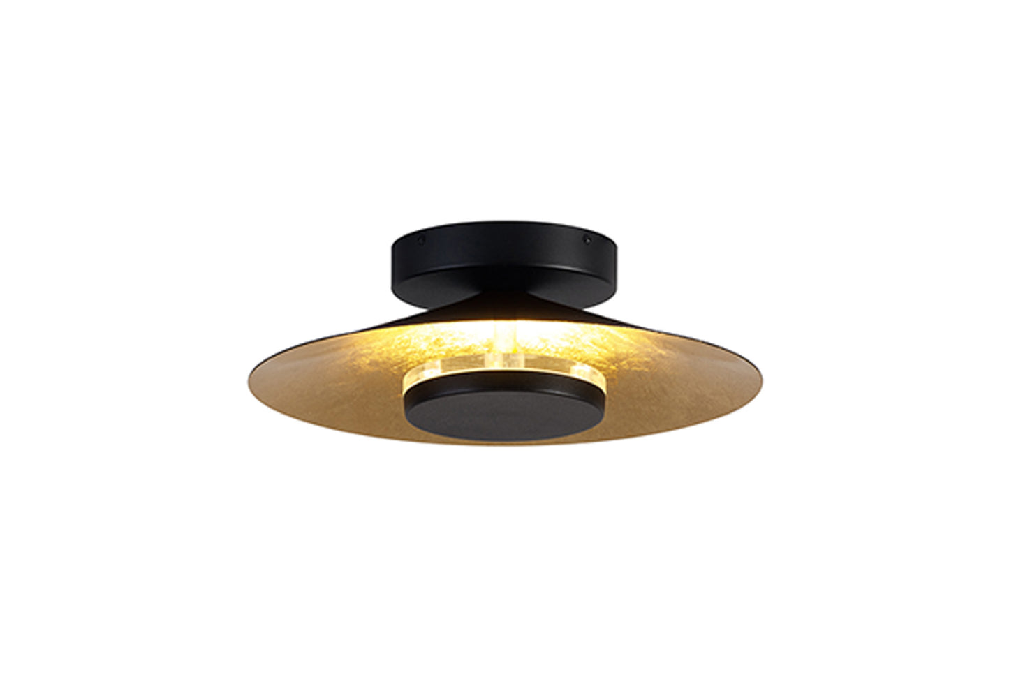 Orion Ceiling 25cm Round, 8W LED, 3000K, 560lm, Gold Leaf/Black, 3yrs Warranty by Mantra