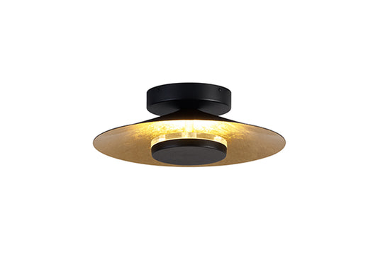 Orion Ceiling 25cm Round, 8W LED, 3000K, 560lm, Gold Leaf/Black, 3yrs Warranty by Mantra