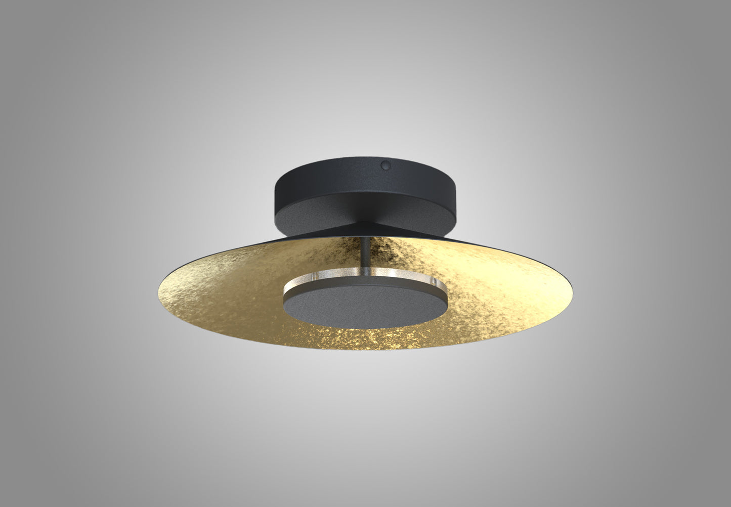 Orion Ceiling 40cm Round, 20W LED, 3000K, 1400lm, Gold Leaf/Black, 3yrs Warranty by Mantra