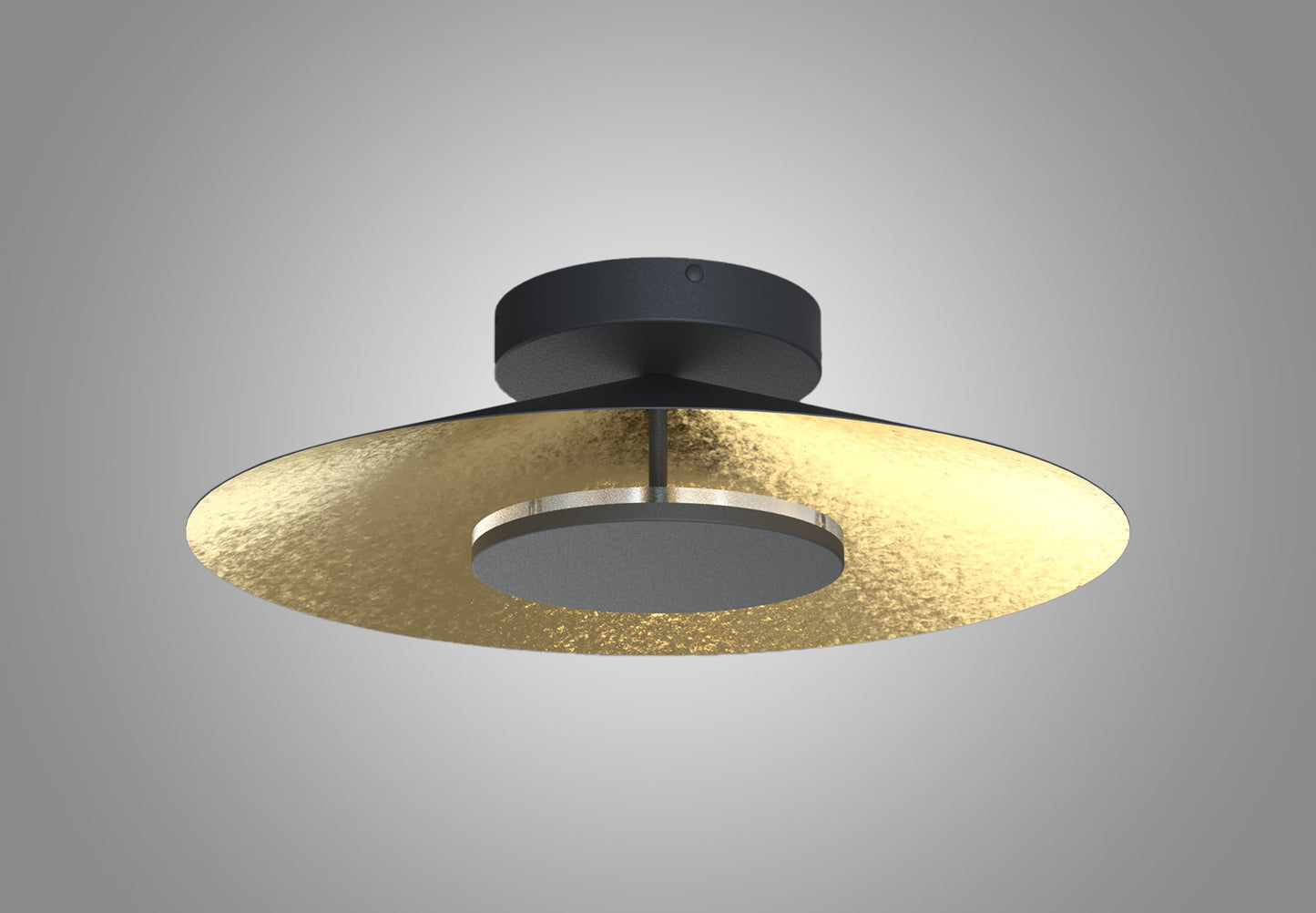 Orion Ceiling 55cm Round, 24W LED, 3000K, 1680lm, Gold Leaf/Black, 3yrs Warranty by Mantra