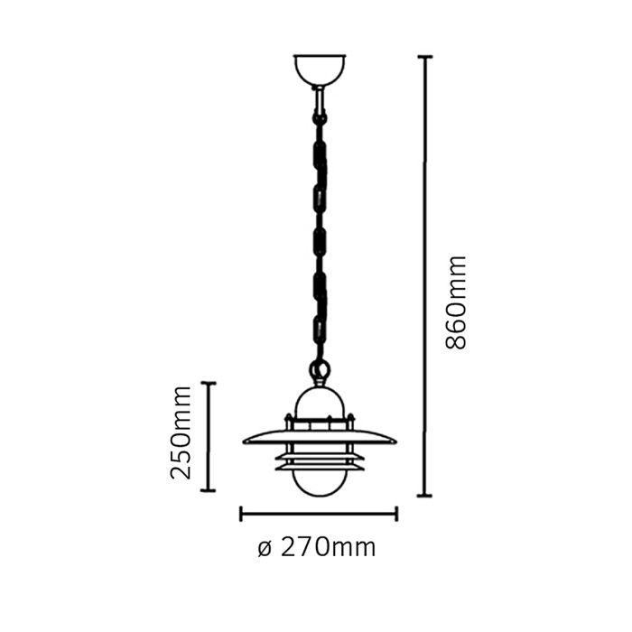 Oslo 1 Light Chain Lantern - Black