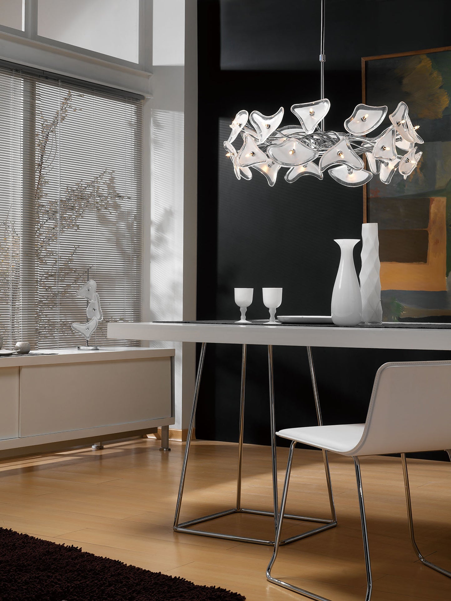 Otto Ceiling/Wall 3 Light G4 Round, Polished Chrome/Frosted Glass/Black Glass, NOT LED/CFL Compatible by Mantra