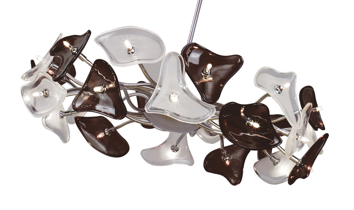 Otto Pendant 24 Light G4 Ring, Polished Chrome/Frosted Glass/Black Glass, NOT LED/CFL Compatible by Mantra