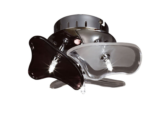 Otto Ceiling/Wall 3 Light G4 Round, Polished Chrome/Frosted Glass/Black Glass, NOT LED/CFL Compatible by Mantra