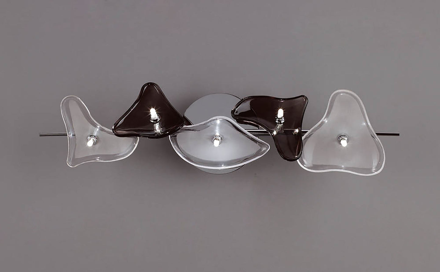 Otto Ceiling/Wall 5 Light G4 Bar, Polished Chrome/Frosted Glass/Black Glass, NOT LED/CFL Compatible by Mantra