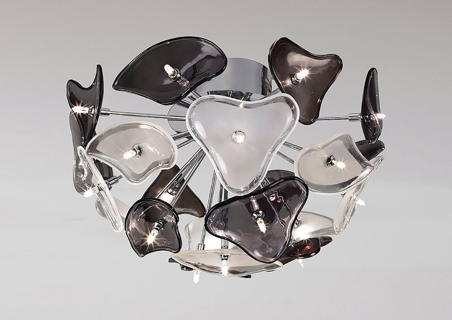 Otto Ceiling 21 Light G4, Polished Chrome/Frosted Glass/Black Glass, NOT LED/CFL Compatible by Mantra