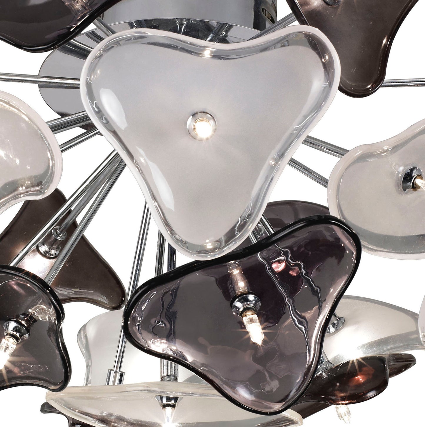 Otto Ceiling 21 Light G4, Polished Chrome/Frosted Glass/Black Glass, NOT LED/CFL Compatible by Mantra