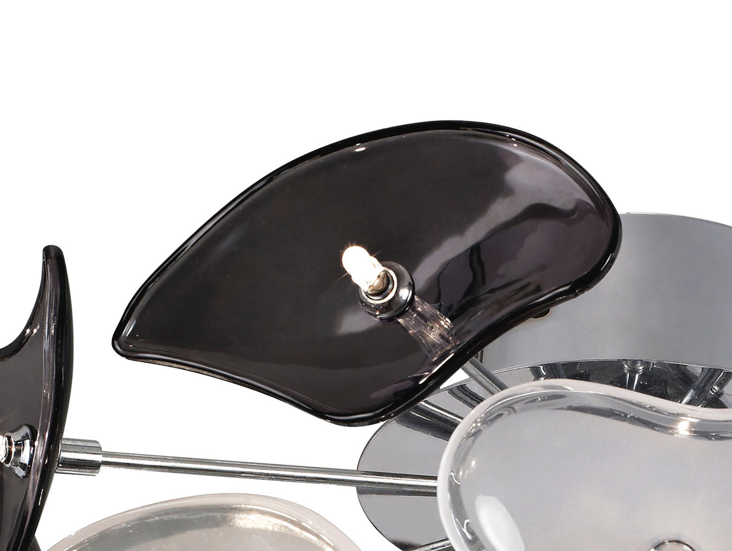 Otto Ceiling 21 Light G4, Polished Chrome/Frosted Glass/Black Glass, NOT LED/CFL Compatible by Mantra