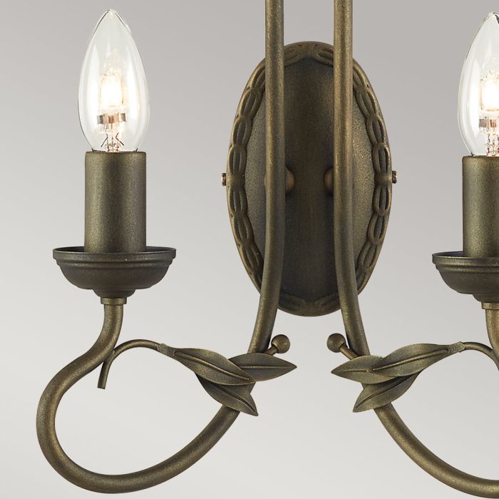 Olivia 2 Light Wall Light - Black / Gold Patina