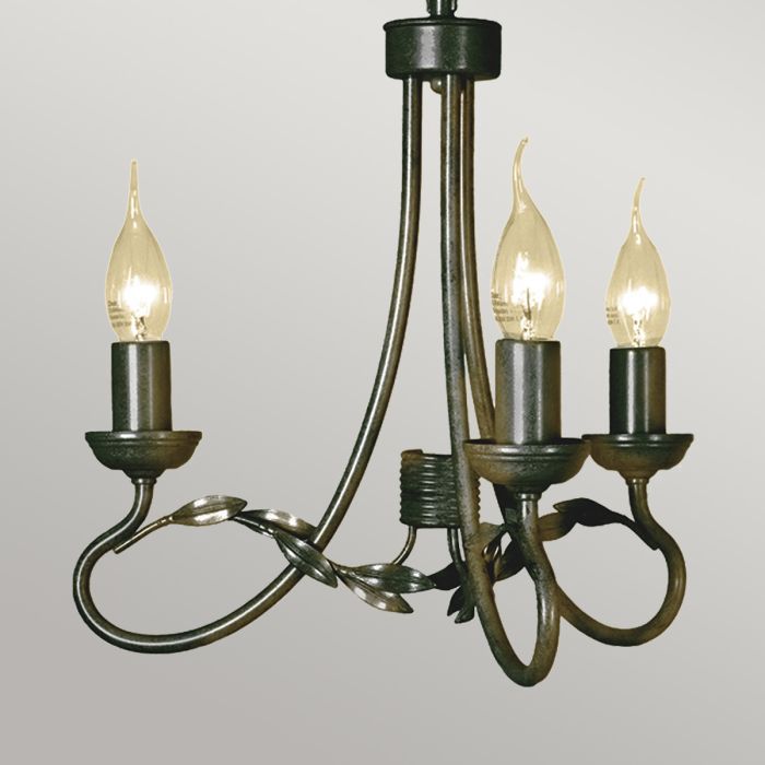 Olivia 3 Light Chandelier - Black / Gold Patina