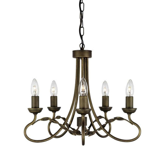 Olivia 5 Light Chandelier - Black / Gold Patina