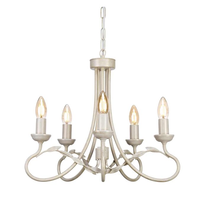 Olivia 5 Light Chandelier - Ivory / Gold Patina
