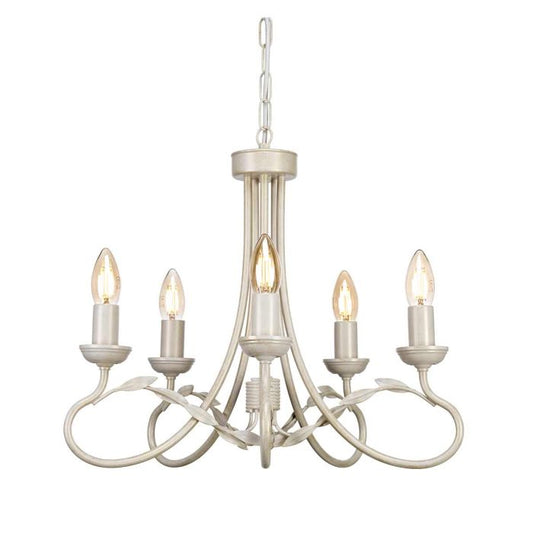 Olivia 5 Light Chandelier - Ivory / Gold Patina