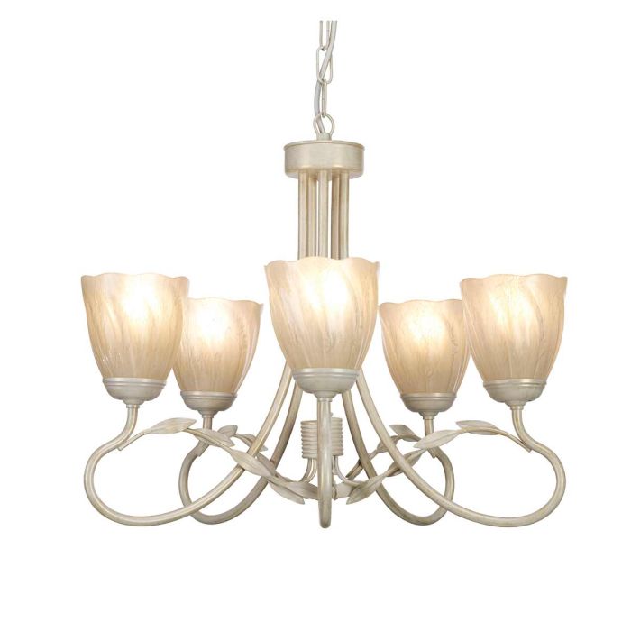 Olivia 5 Light Chandelier - Ivory / Gold Patina