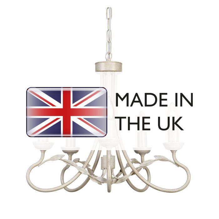 Olivia 5 Light Chandelier - Ivory / Gold Patina