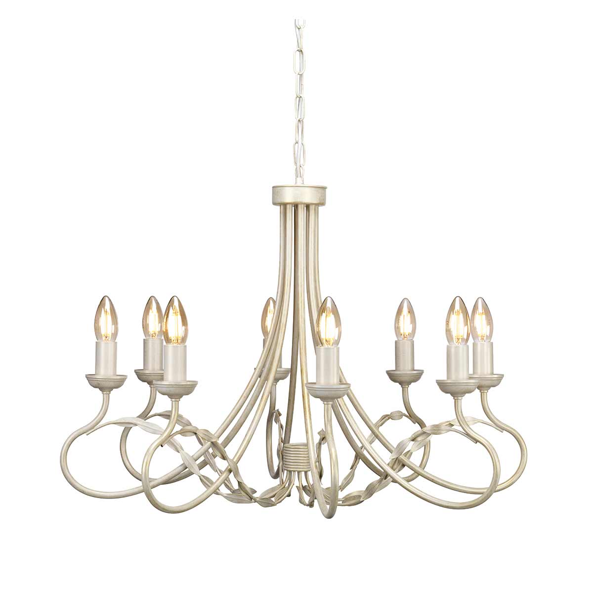 Olivia 8 Light Chandelier – Ivory/Gold