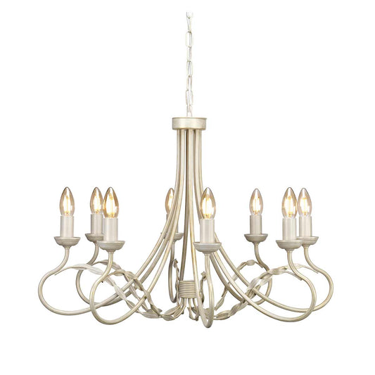 Olivia 8 Light Chandelier – Ivory/Gold