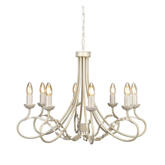 Olivia 8 Light Chandelier - Ivory / Gold Patina