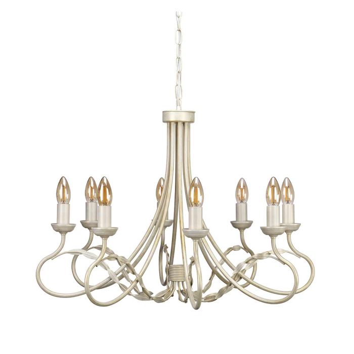 Olivia 8 Light Chandelier - Ivory / Gold Patina