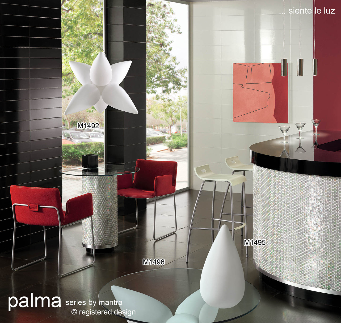 Palma Ceiling 3 Light CFL Outdoor IP44, Matt White/Opal White by Mantra